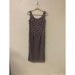 VTG ALEX EVENINGS purple Y2K fairycore floral scalloped lace maxi dress size 6